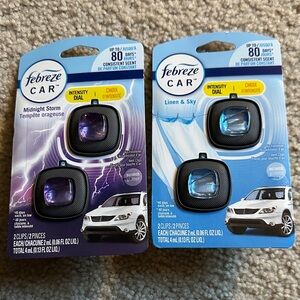 Febreze Car Clips - Midnight Storm and Linen & Sky New